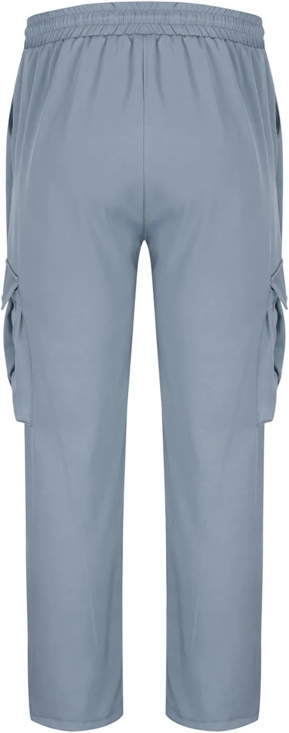 Mens Cargo Pants Casual Regular Fit Drawstring Elastic Waist Pants for Men Sports Athletic Work Outdoor Trousers