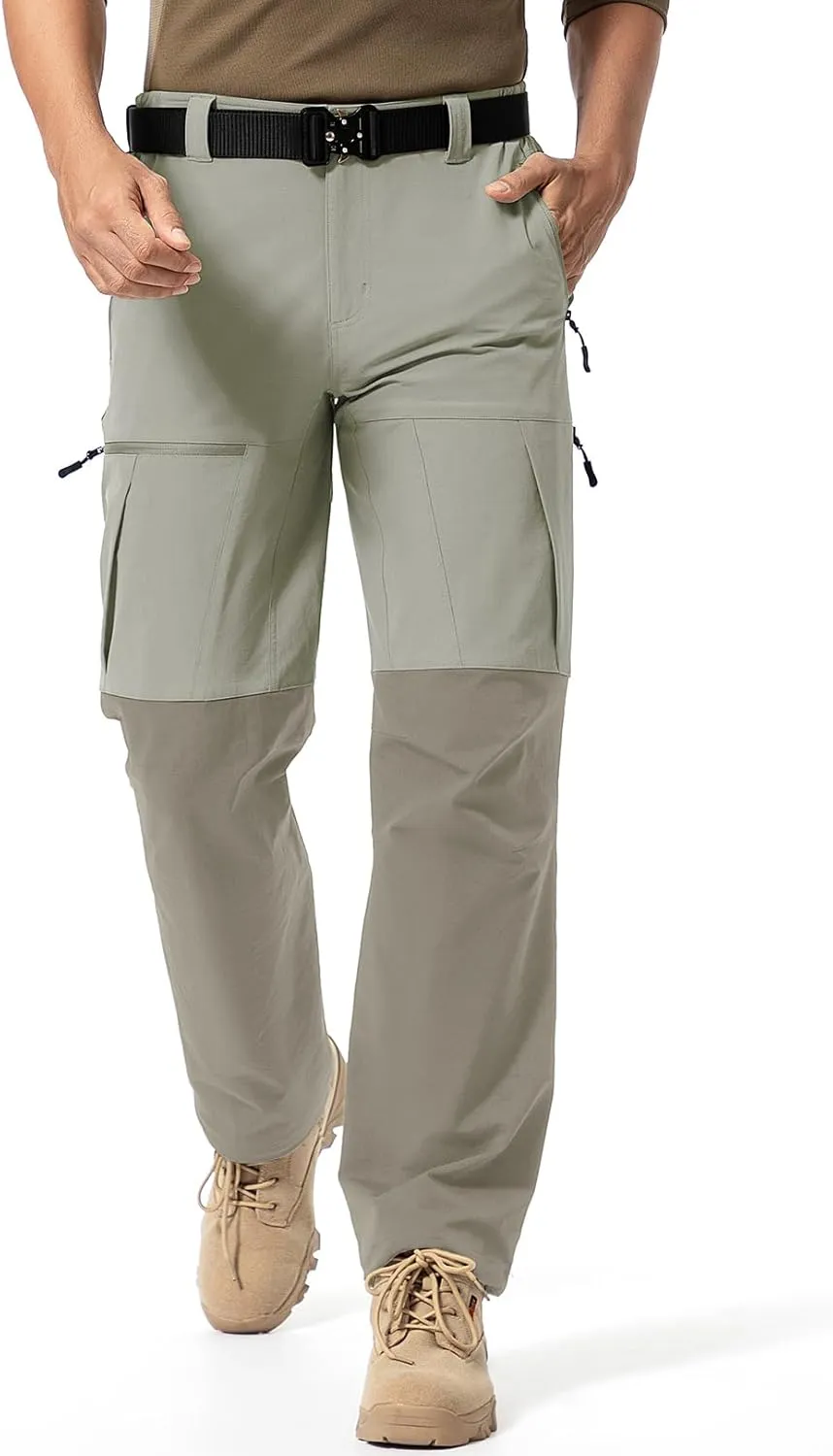 Mens Cargo Safari Hiking Pants Lightweight Waterproof Quick Dry Tactical Nylon Stretch Pants