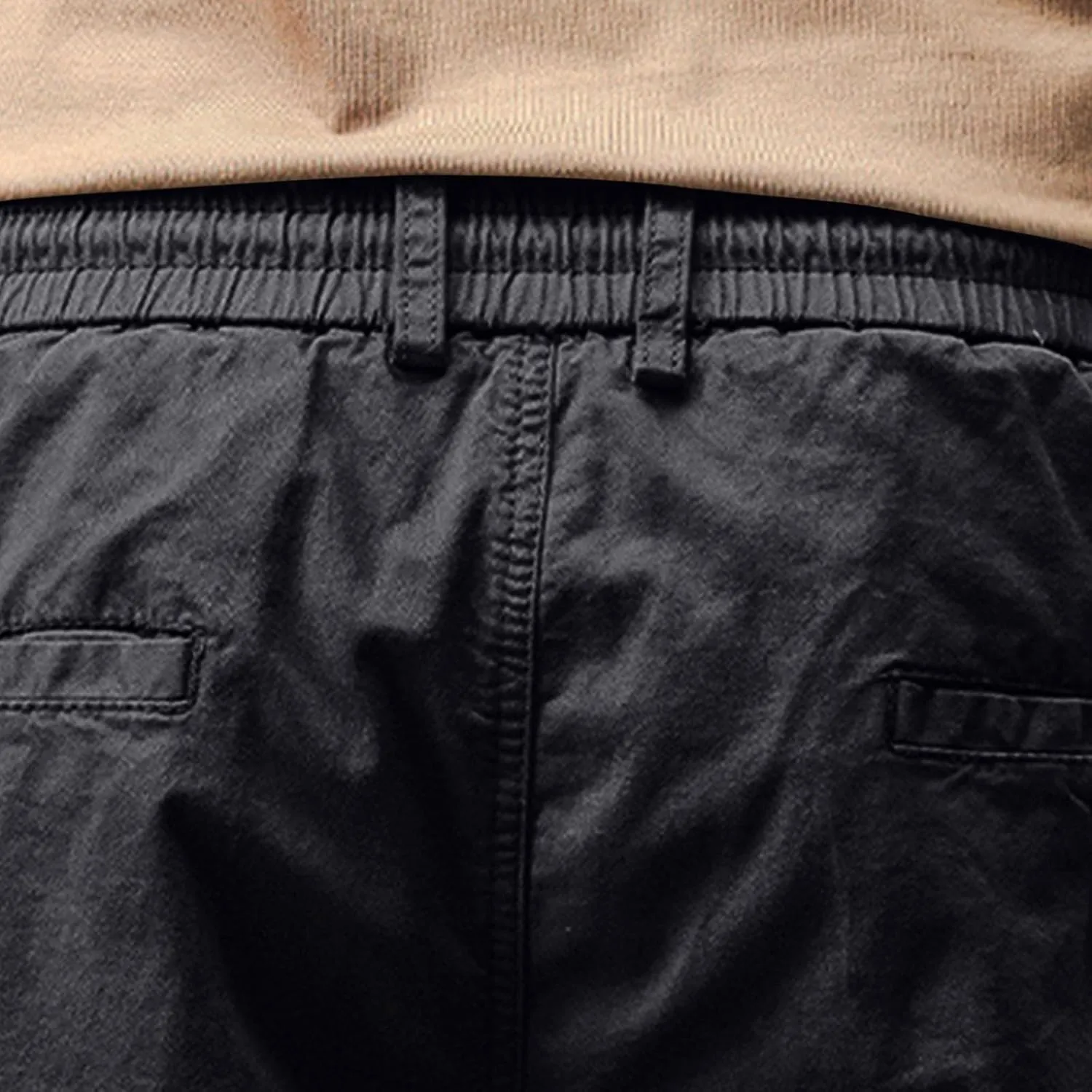 Mens Classic-Fit Cargo Shorts for Hiking Climbing Cotton Elastic Waist Multi-Pocket Summer Workout Gym Camping Shorts