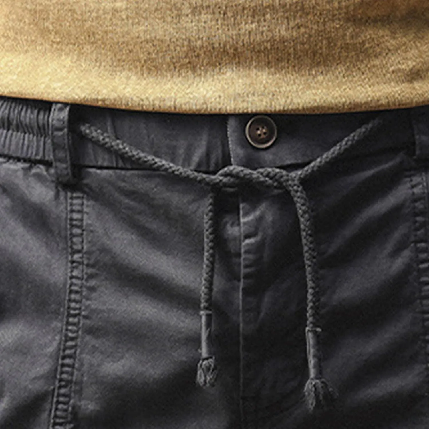 Mens Classic-Fit Cargo Shorts for Hiking Climbing Cotton Elastic Waist Multi-Pocket Summer Workout Gym Camping Shorts