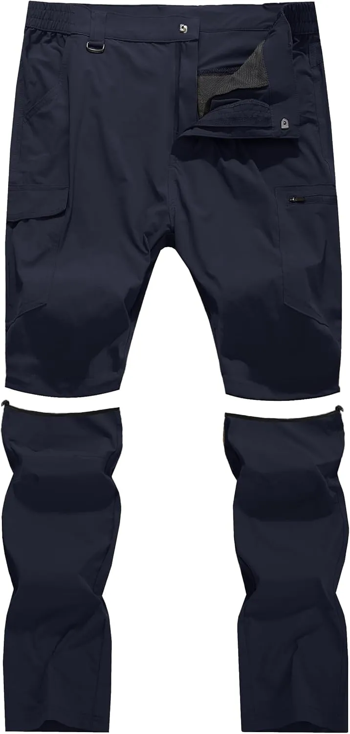 Men's Hiking Convertible Zip Off Pants Outdoor Waterproof Quick Dry Lightweight Fishing Safari Travel Cargo Work Pants