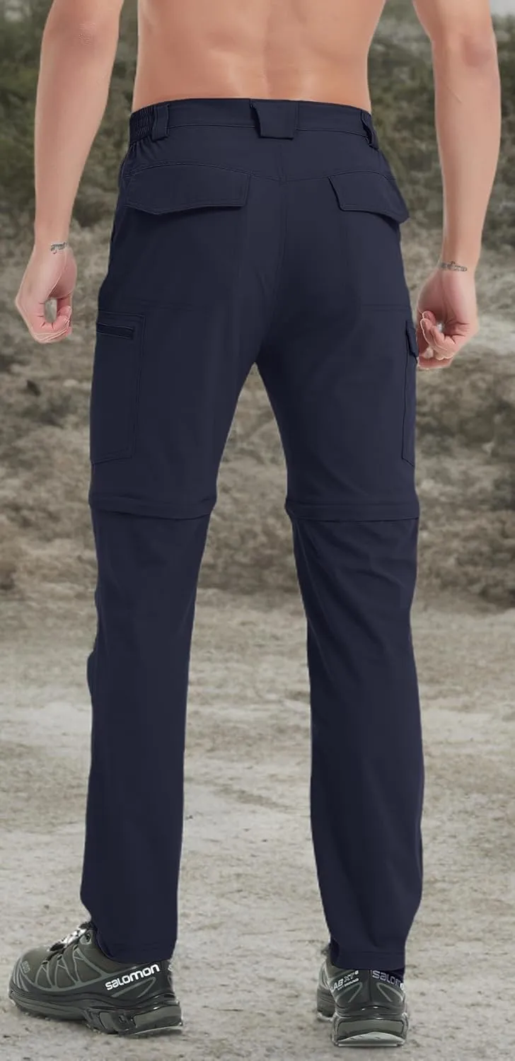 Men's Hiking Convertible Zip Off Pants Outdoor Waterproof Quick Dry Lightweight Fishing Safari Travel Cargo Work Pants