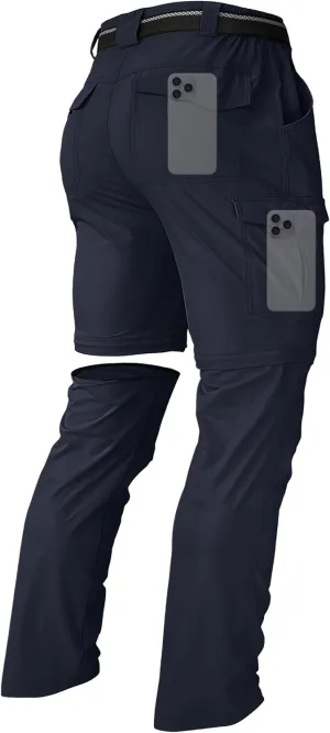 Men's Hiking Convertible Zip Off Pants Outdoor Waterproof Quick Dry Lightweight Fishing Safari Travel Cargo Work Pants