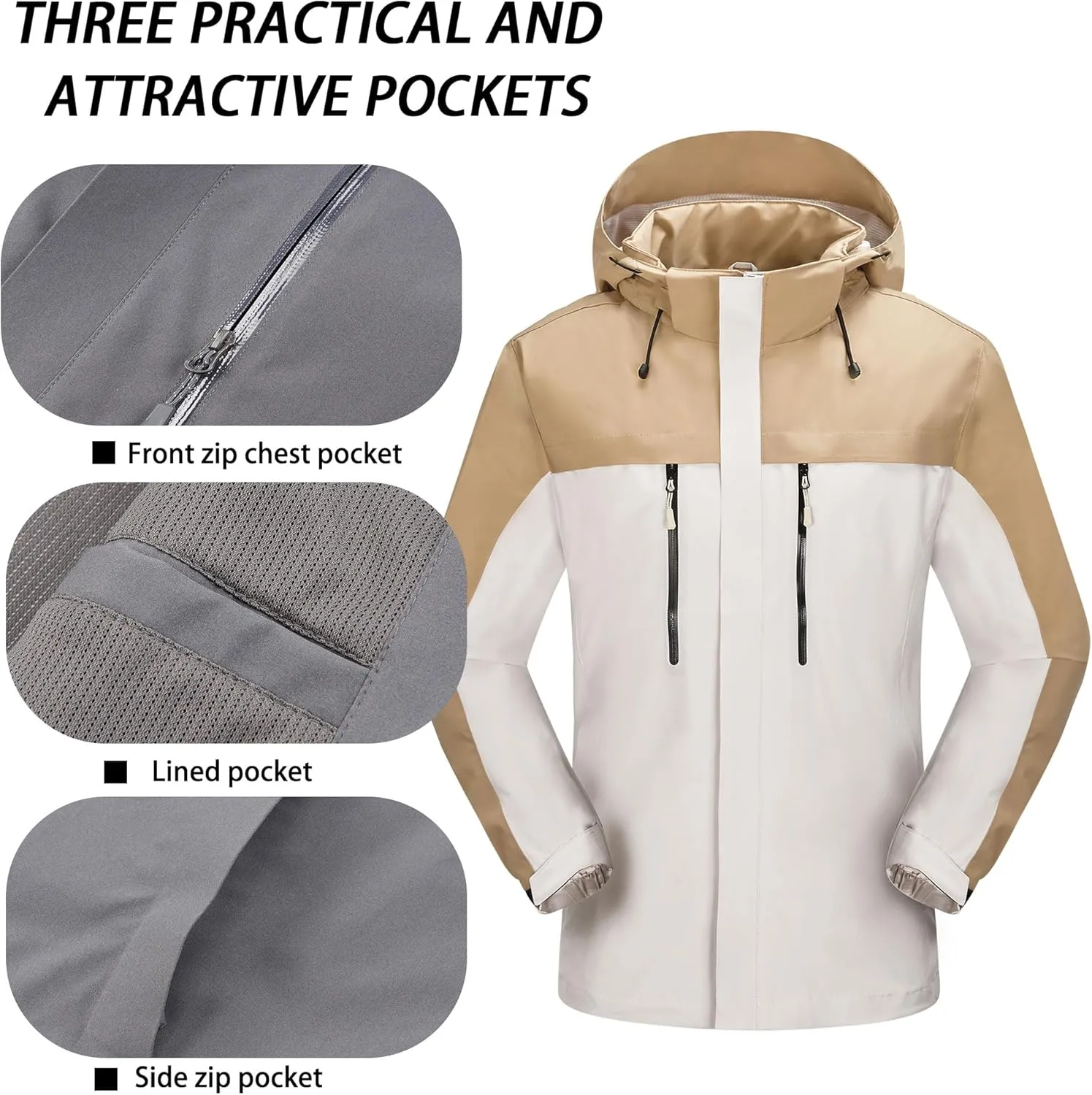 Men's Jacket with Hood Waterproof Windbreaker Lightweight Rainproof Jacket