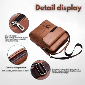 Men's Lightweight PU Leather Crossbody Bag – Stylish, Compact, Adjustable Strap, 3 Spacious Pockets for Travel & Daily Use