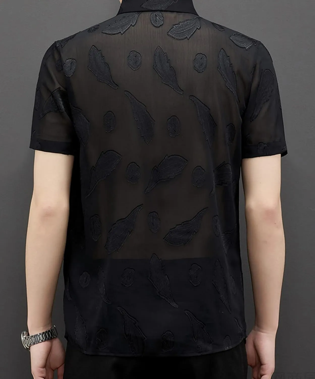 Mens Pattern Short Sleeve Shirts Button Down Slim Fit