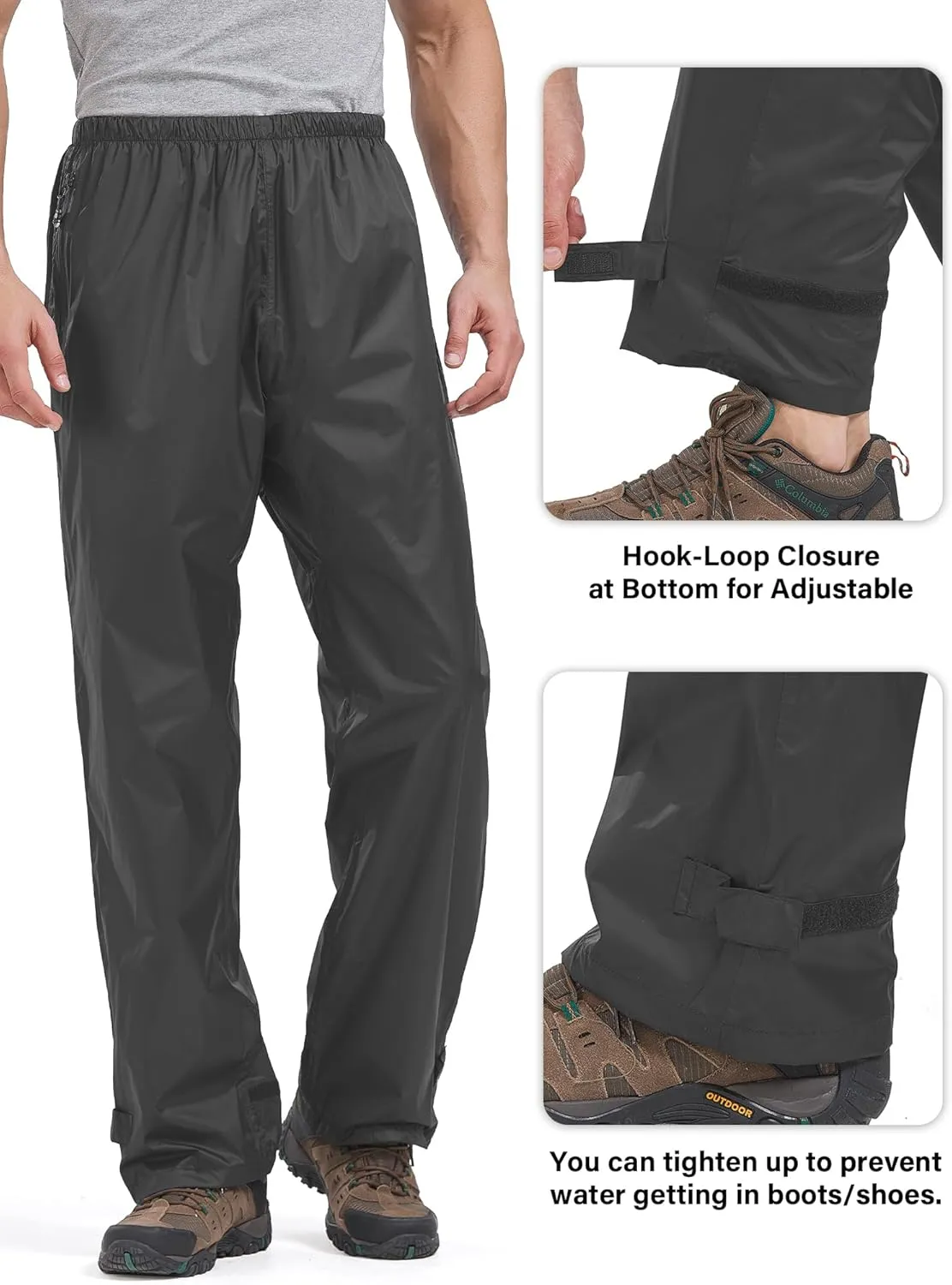 Men's Rain Pants,Waterproof Wind Pants Mens, Hiking Lightweight Outdoor Golf Fishing Cycling Motorcycle