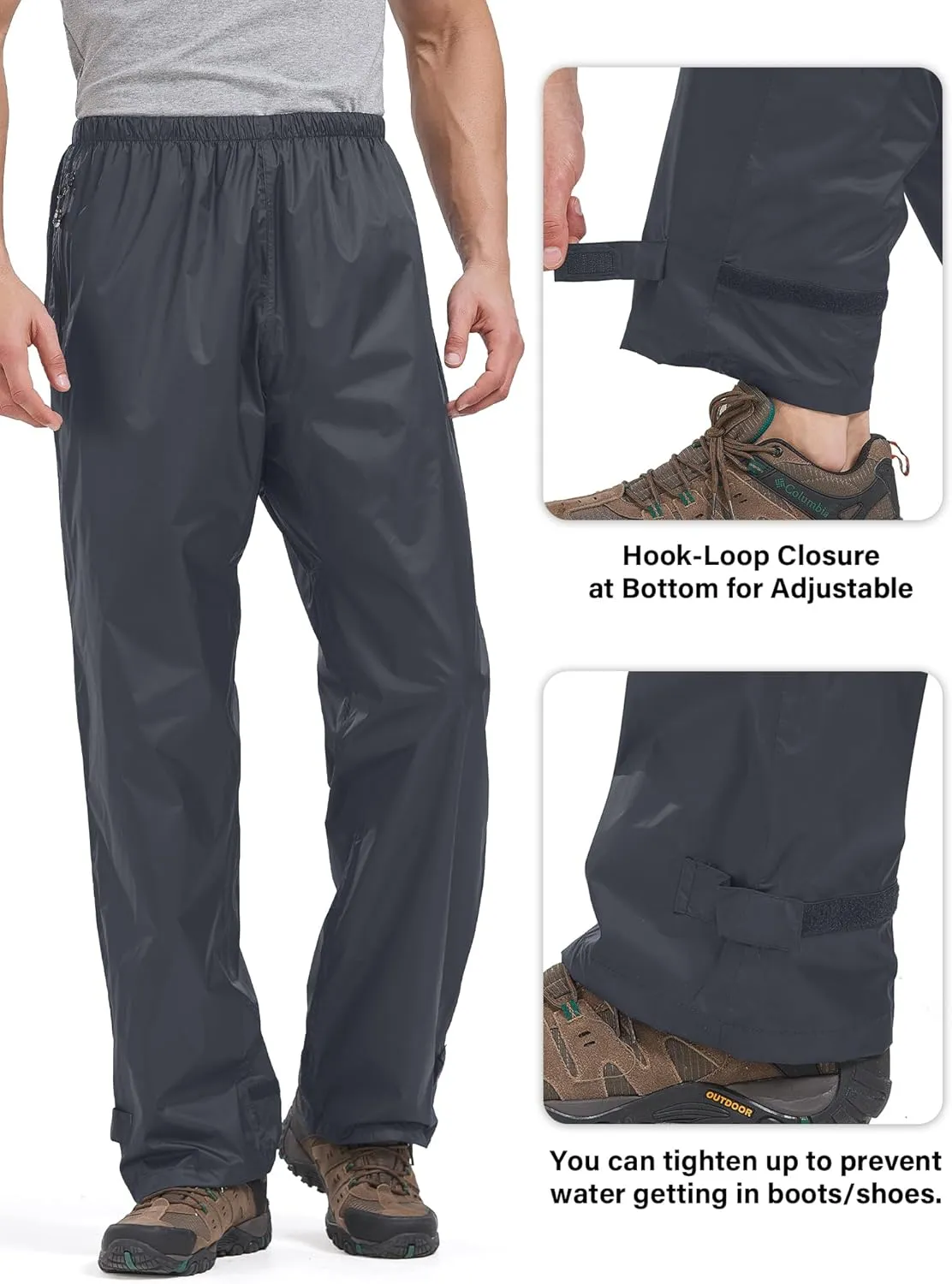 Men's Rain Pants,Waterproof Wind Pants Mens, Hiking Lightweight Outdoor Golf Fishing Cycling Motorcycle
