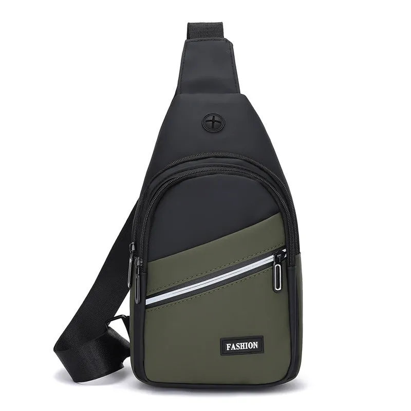 Men's Simple Contrast Color Slanted Trendy Business Men's Chest Bags