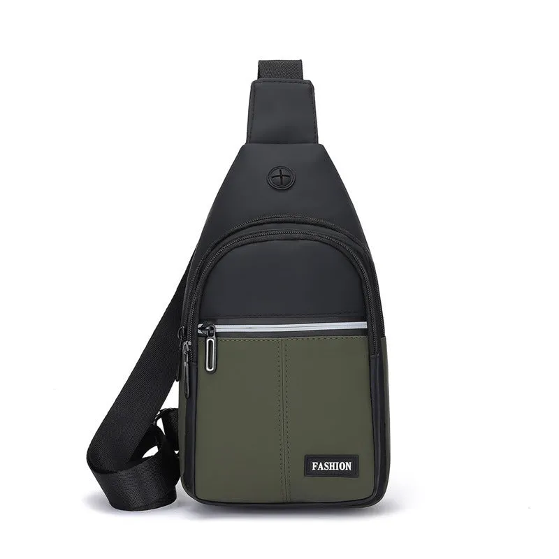 Men's Simple Contrast Color Slanted Trendy Business Men's Chest Bags