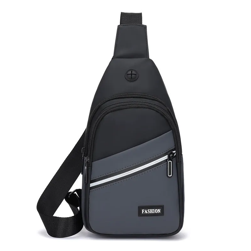 Men's Simple Contrast Color Slanted Trendy Business Men's Chest Bags