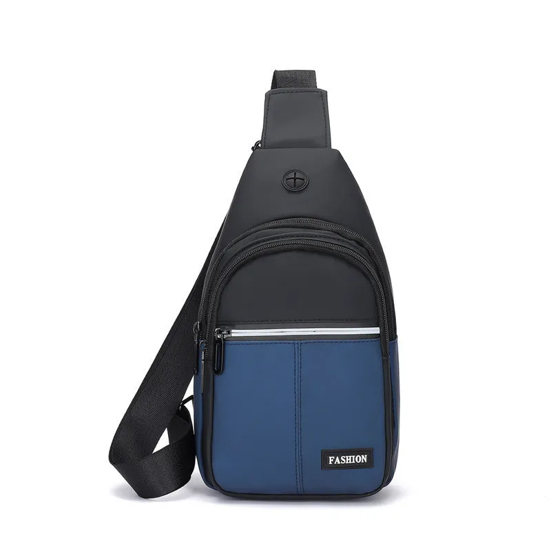 Men's Simple Contrast Color Slanted Trendy Business Men's Chest Bags