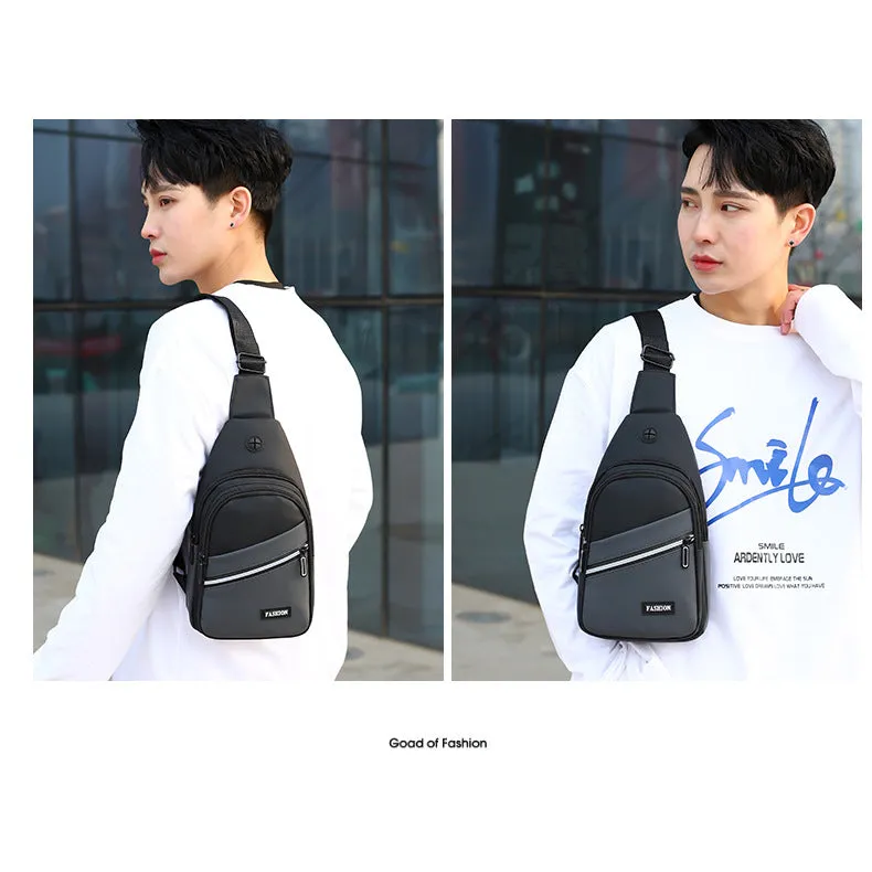 Men's Simple Contrast Color Slanted Trendy Business Men's Chest Bags