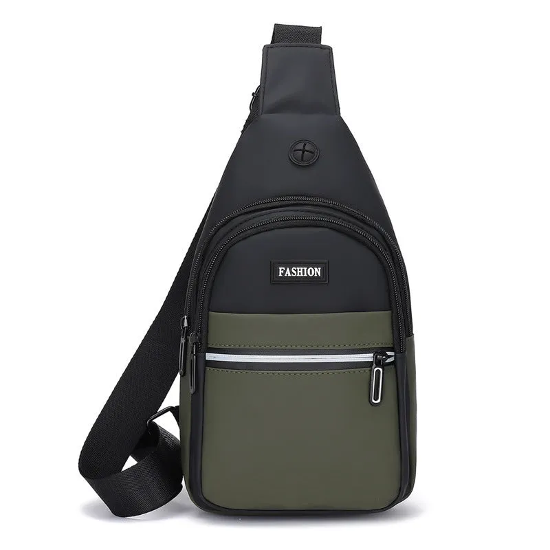 Men's Simple Contrast Color Slanted Trendy Business Men's Chest Bags