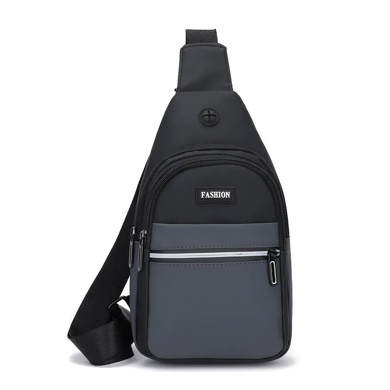 Men's Simple Contrast Color Slanted Trendy Business Men's Chest Bags