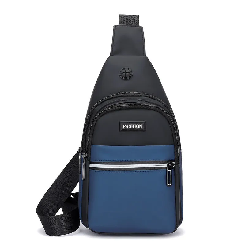 Men's Simple Contrast Color Slanted Trendy Business Men's Chest Bags