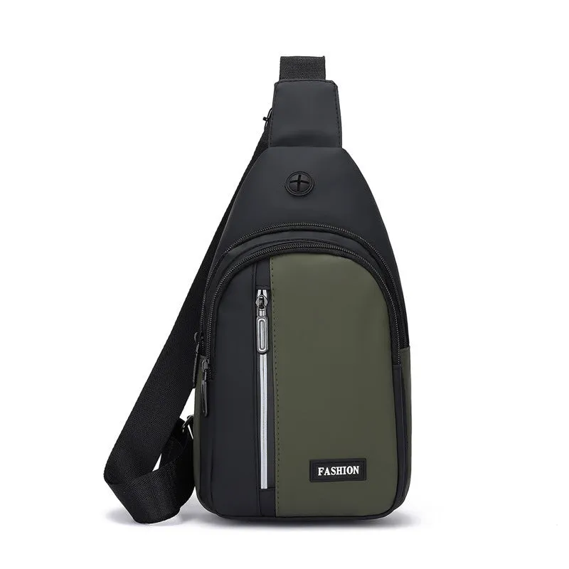 Men's Simple Contrast Color Slanted Trendy Business Men's Chest Bags