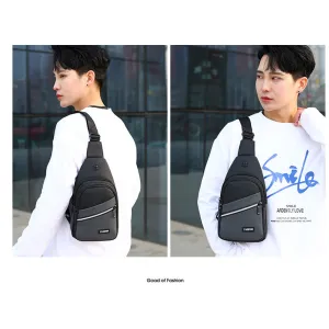 Men's Simple Contrast Color Slanted Trendy Business Men's Chest Bags