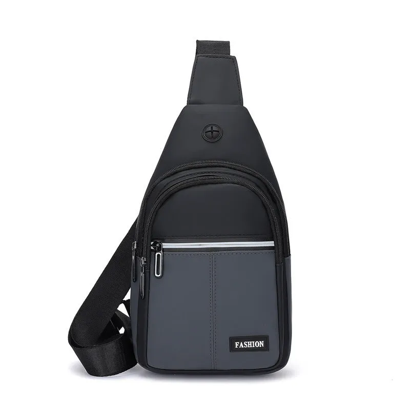 Men's Simple Contrast Color Slanted Trendy Business Men's Chest Bags