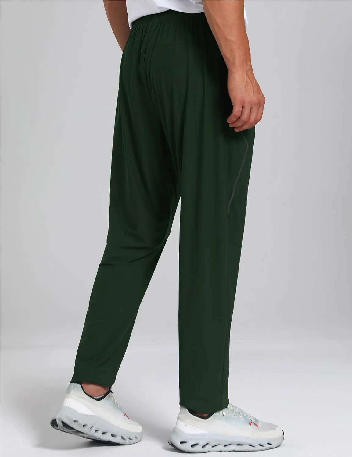 Men's Stretch Athletic Fishing Pants Lightweight Cool-Touch Workout Joggers with Zipper Pockets