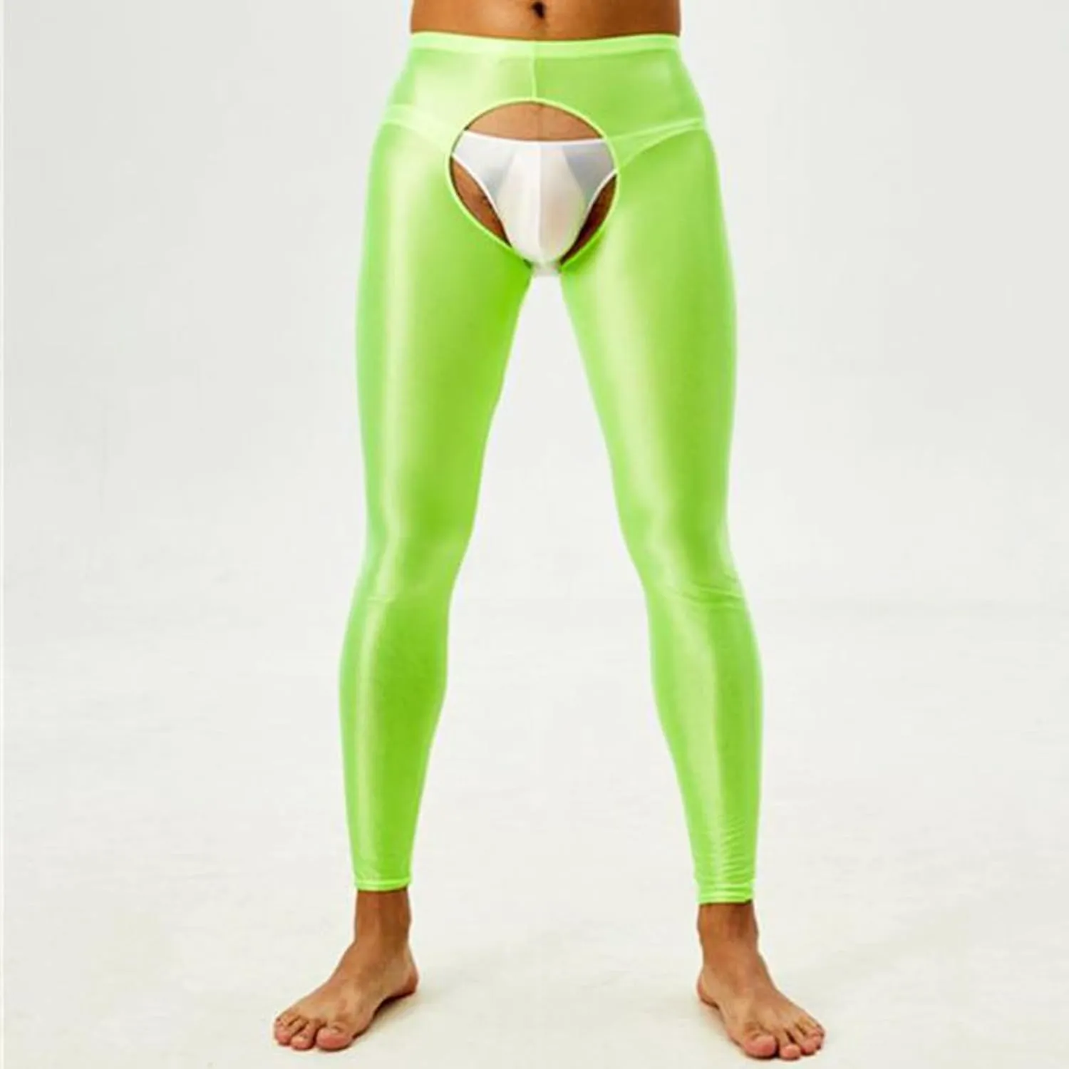 Men's Stretch Ice Silk Underwear Base Layer Legging Tights Mesh Long Johns Pants