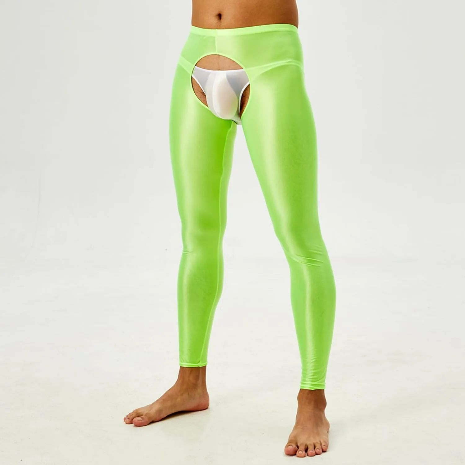 Men's Stretch Ice Silk Underwear Base Layer Legging Tights Mesh Long Johns Pants