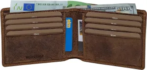 Mens Wallet Full Grain Genuine Leather Slim Minimalist Front Pocket Bifold Soft Nappa RFID Protection (Dark Hunter Brown)