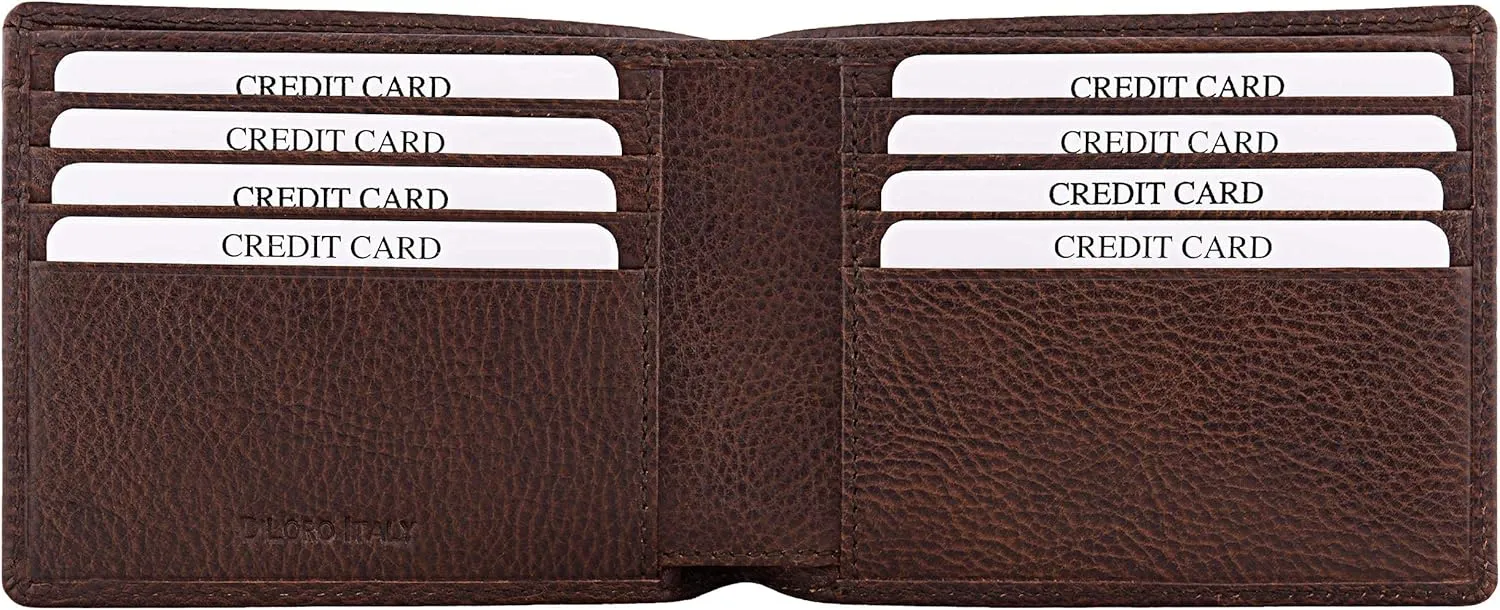Mens Wallet Full Grain Genuine Leather Slim Minimalist Front Pocket Bifold Soft Nappa RFID Protection Gemini Brown