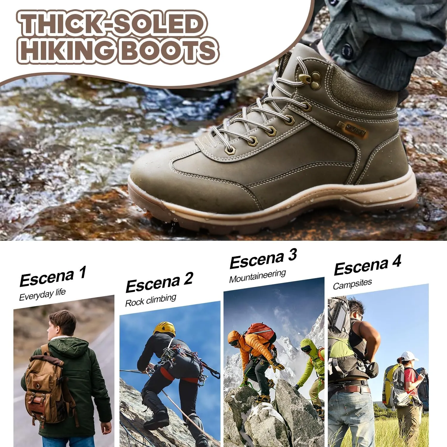 Men's Waterproof Hiking Boots Outdoor Hiking Shoes Trekking Backpacking Mountaineering Boots