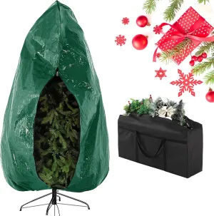 Meonum Upright Christmas Tree Storage Bag with Ornament Storage Bag Waterproof Heavy Duty Tear-proof Container Combo Set Fits 7.5 Ft Xmas Tree (9ft)