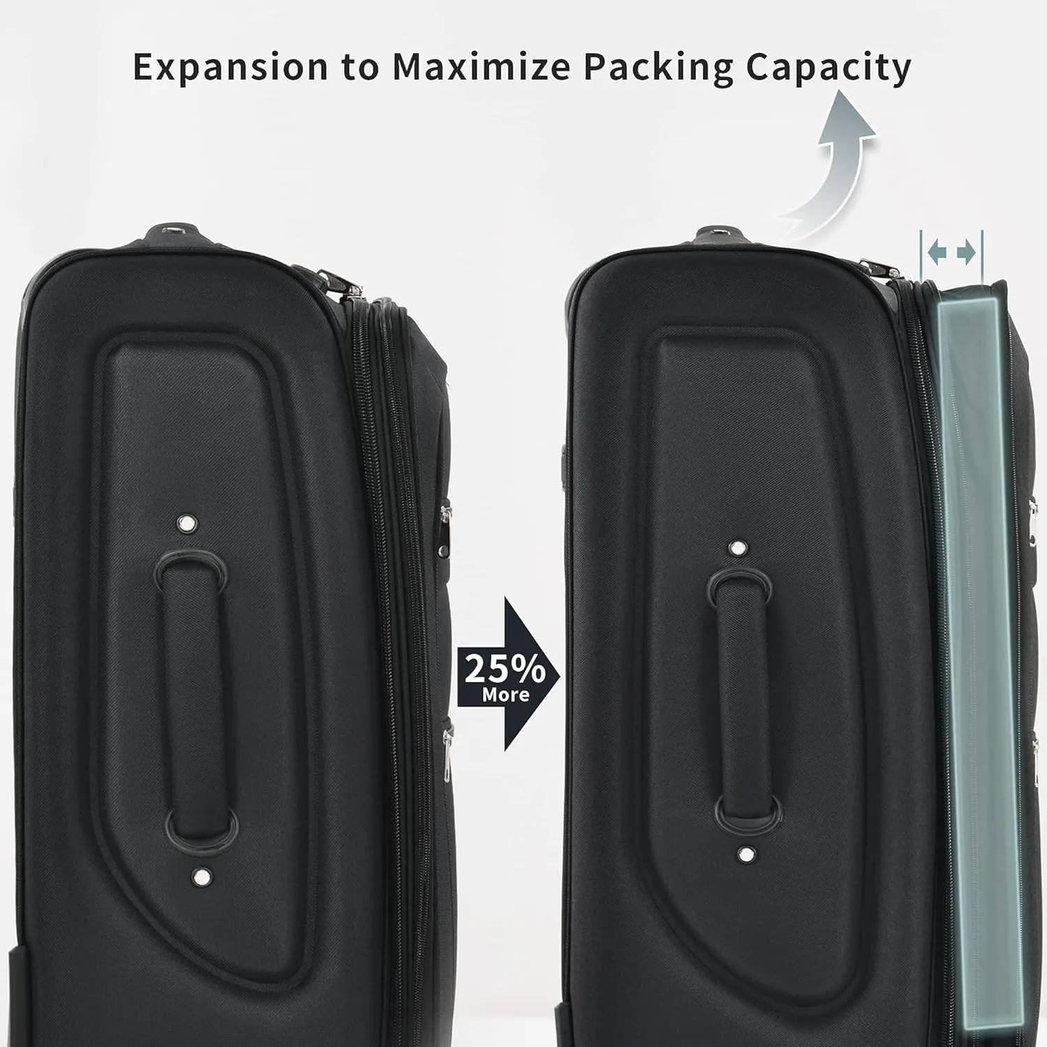 Merax Suitcase Set Softside 3-Piece Expandable Luggage with TSA Lock Spinner Wheels Lightweight Upright Luggage with Travel Bag(22/26/30 IN, Black)