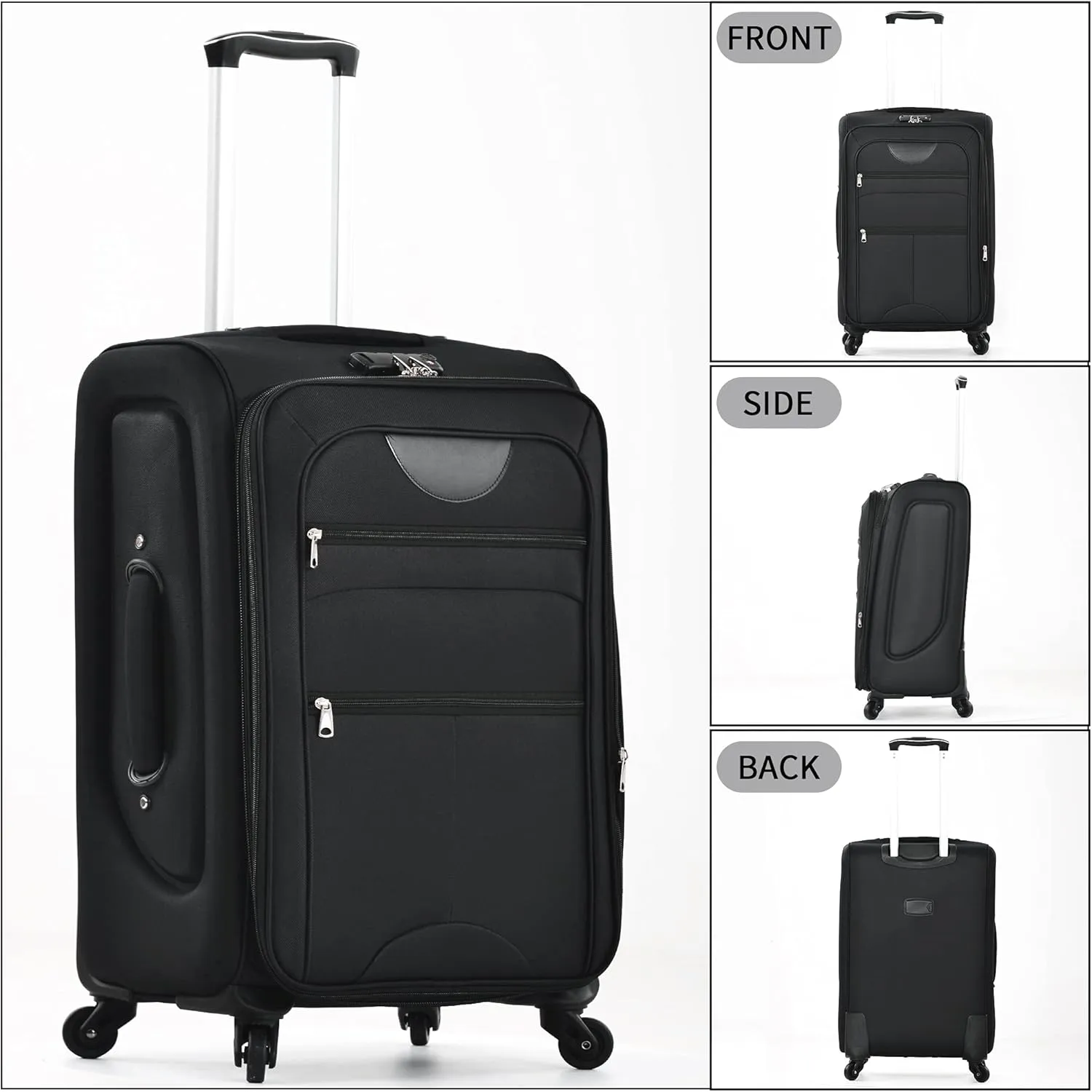 Merax Suitcase Set Softside 3-Piece Expandable Luggage with TSA Lock Spinner Wheels Lightweight Upright Luggage with Travel Bag(22/26/30 IN, Black)