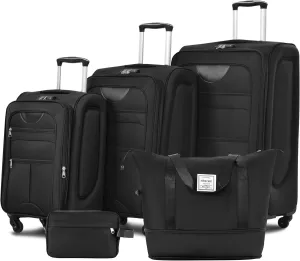 Merax Suitcase Set Softside 3-Piece Expandable Luggage with TSA Lock Spinner Wheels Lightweight Upright Luggage with Travel Bag(22/26/30 IN, Black)
