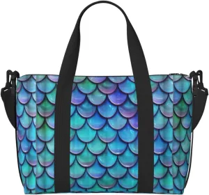 Mermaid Teal Fish Scale print Handbag Oxford shoulder bag casual shoulder bag weekend bag large capacity storage bag