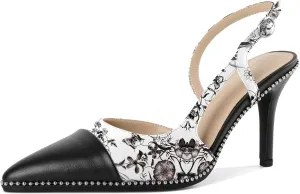 Mettesally Slingback Pumps 3 Inches Stilettos Sexy Evening Heels for Women Beaded
