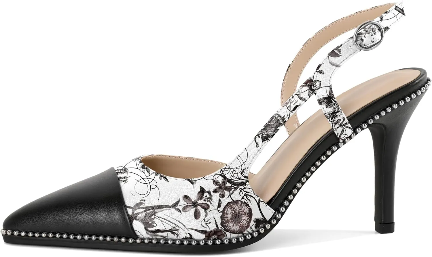 Mettesally Slingback Pumps 3 Inches Stilettos Sexy Evening Heels for Women Beaded