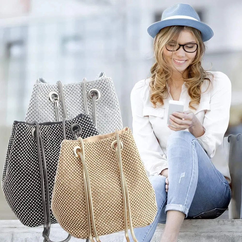 MIFXIN Women Rhinestone Evening Bag Handbag Bling Crystal Clutch Shoulder Bag Shiny Purse for Party Wedding