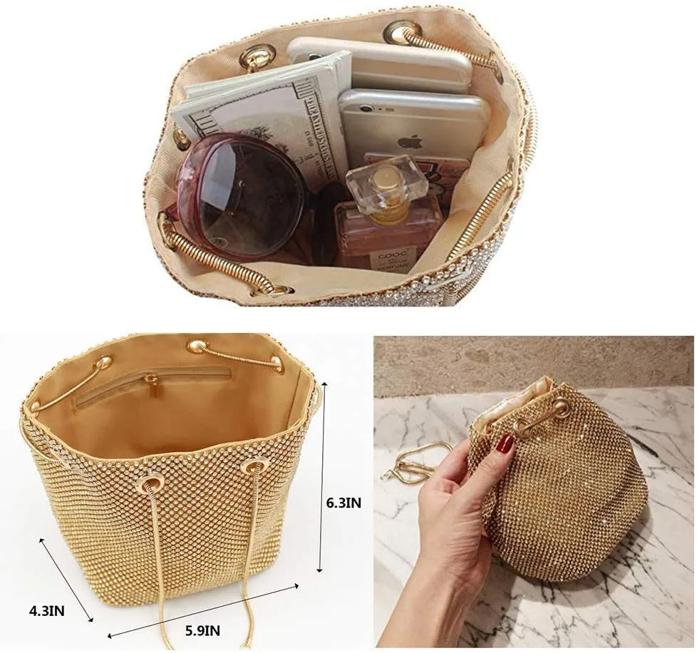 MIFXIN Women Rhinestone Evening Bag Handbag Bling Crystal Clutch Shoulder Bag Shiny Purse for Party Wedding