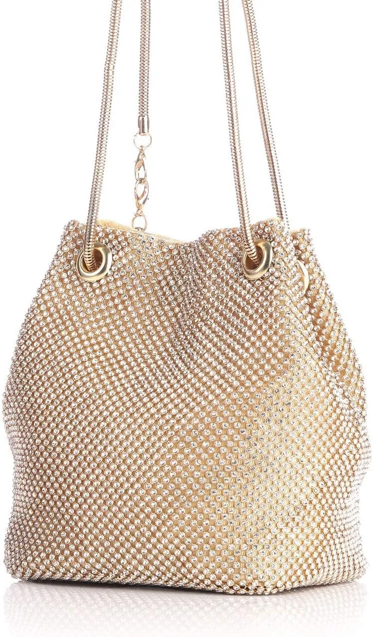 MIFXIN Women Rhinestone Evening Bag Handbag Bling Crystal Clutch Shoulder Bag Shiny Purse for Party Wedding