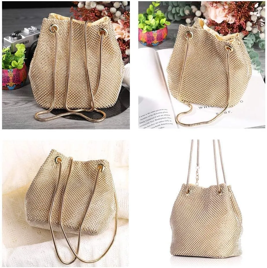MIFXIN Women Rhinestone Evening Bag Handbag Bling Crystal Clutch Shoulder Bag Shiny Purse for Party Wedding