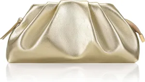 Milisente Vintage Cloud Evening Bag Shiny Crackle Pleated Zipper Clutch Purses for Women With Convertible Crossbody Strap