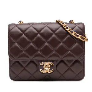 Mini Quilted Shiny Lambskin Single Flap