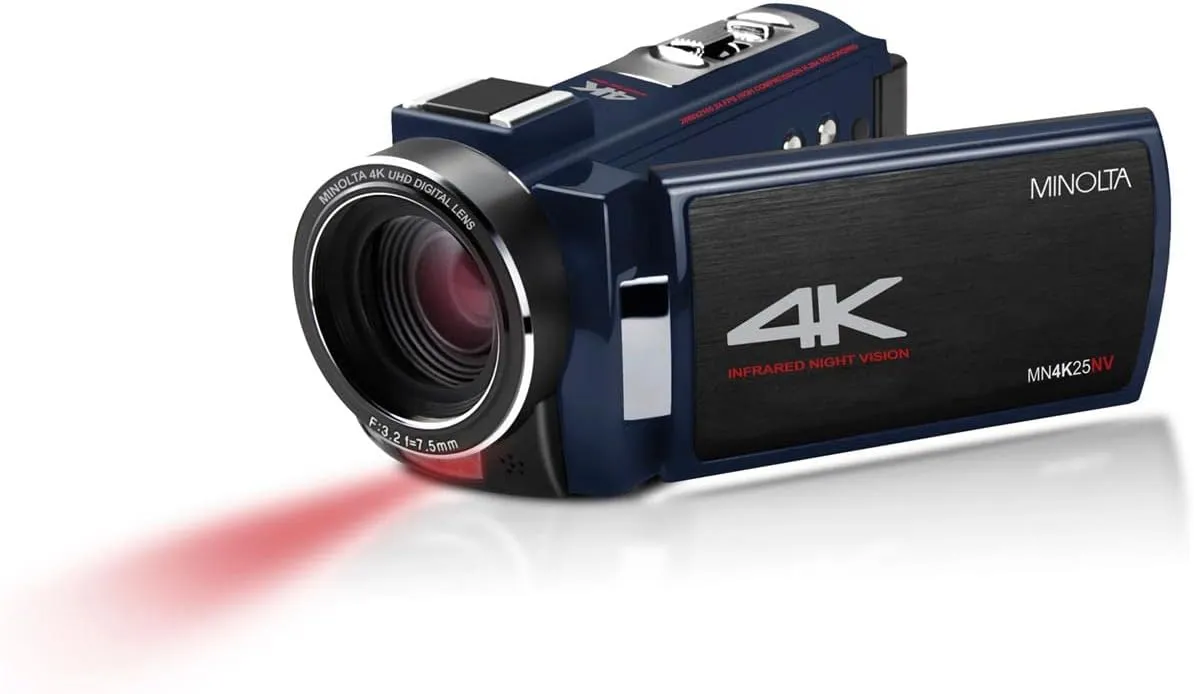 Minolta MN4K25NV 4K Ultra HD 30 MP Night Vision Camcorder (Blue), (MN4K25NV-W-BL)