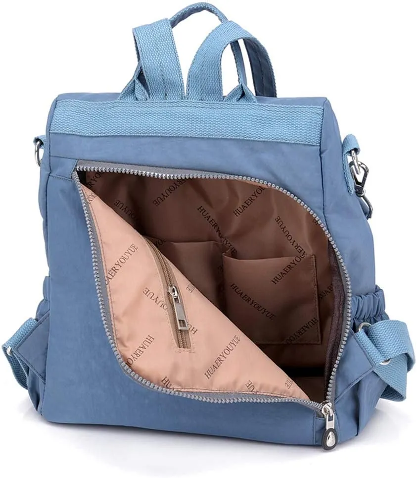 MINTEGRA Women Shoulder Backpack Multi-Pocket Nylon Purse Large Capacity Waterproof Casual Daypack