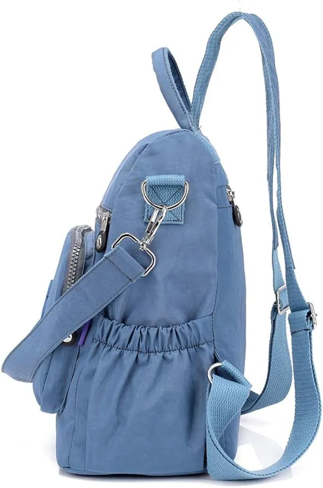 MINTEGRA Women Shoulder Backpack Multi-Pocket Nylon Purse Large Capacity Waterproof Casual Daypack