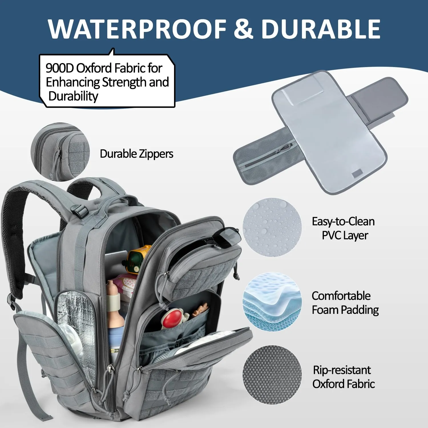 MIRACOL Outdoor Military Diaper Backpack: Dad-Approved Baby Bag with Insulated Pockets & Foldable Changing Mat - Lightweight Essentials for Hiking Camping Outdoor Adventures