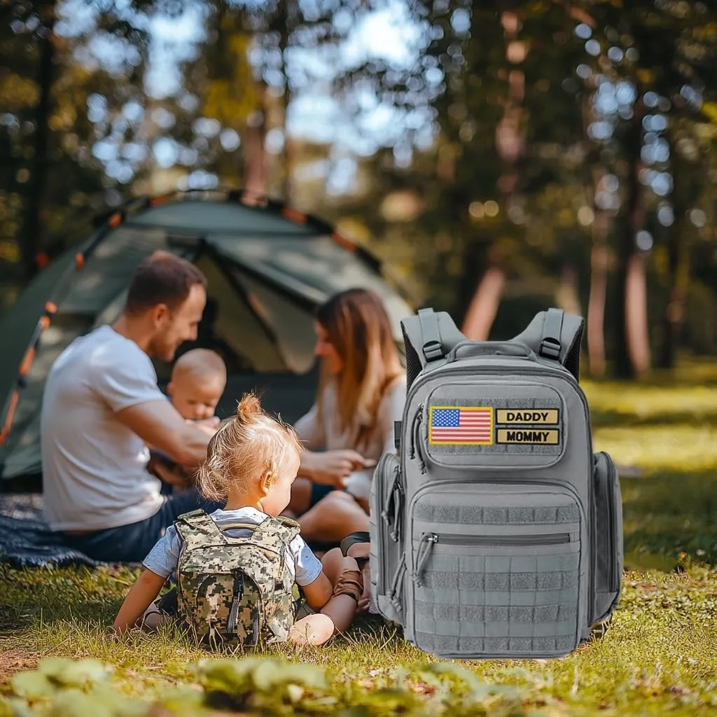 MIRACOL Outdoor Military Diaper Backpack: Dad-Approved Baby Bag with Insulated Pockets & Foldable Changing Mat - Lightweight Essentials for Hiking Camping Outdoor Adventures