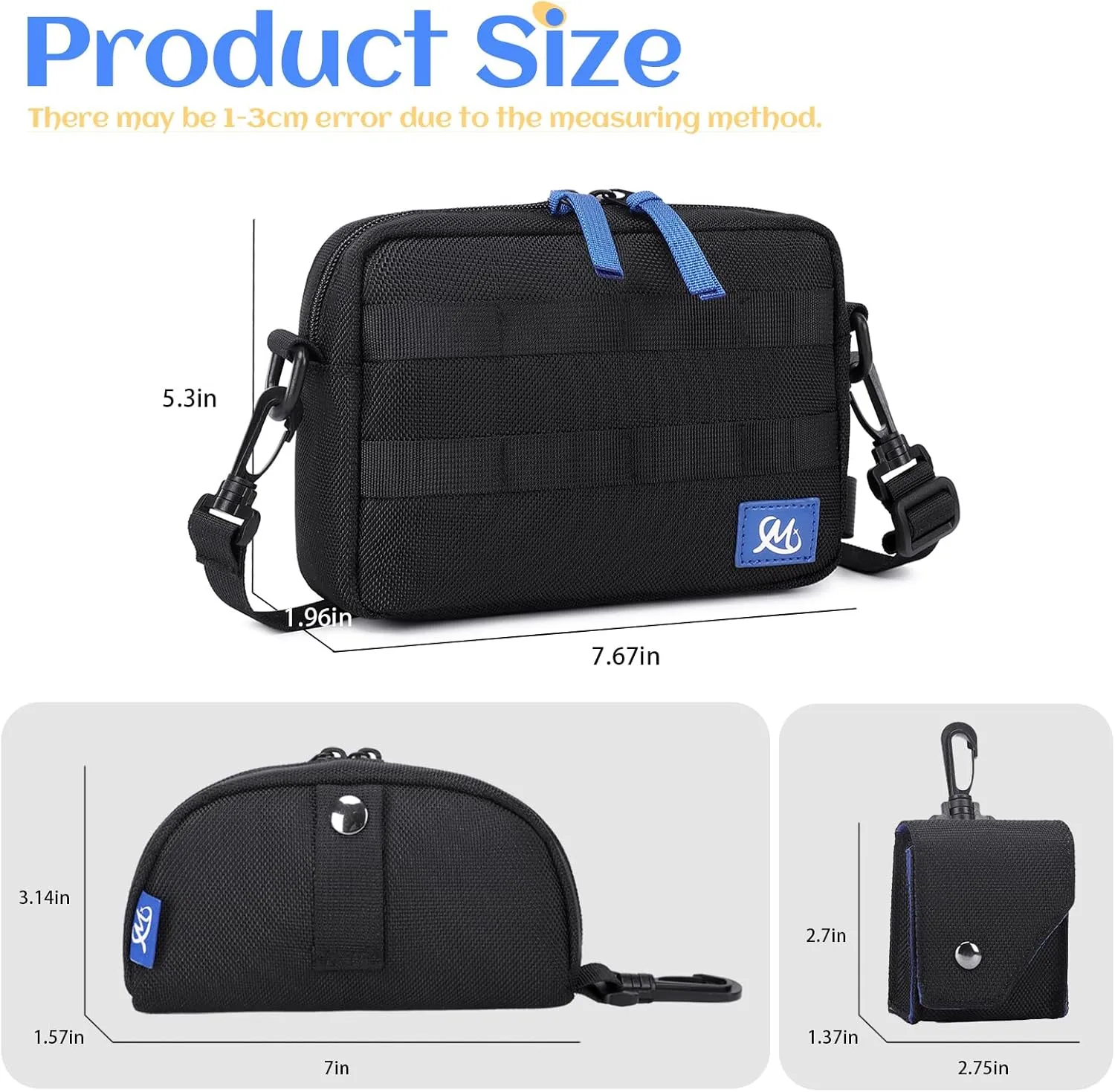 MIRLEWAIY Small Crossbody Shoulder Bag For Men, Women Mini Messenger Bag Water Resistant Satchel Bag Set Multifunctional