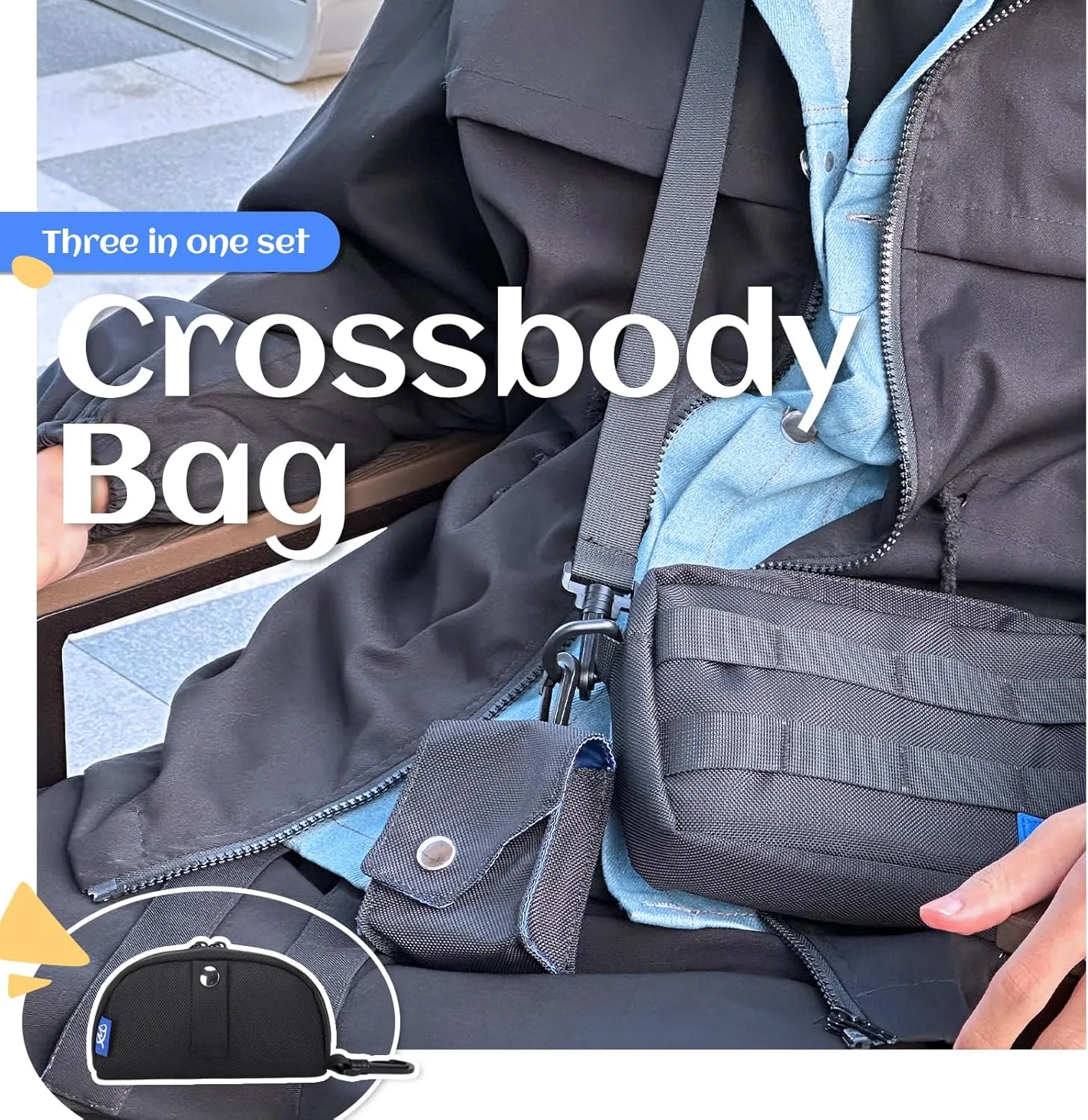 MIRLEWAIY Small Crossbody Shoulder Bag For Men, Women Mini Messenger Bag Water Resistant Satchel Bag Set Multifunctional