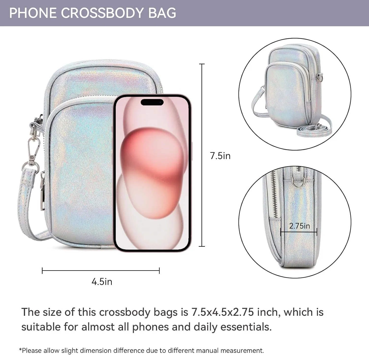 MIRLEWAIY Small Leather Crossbody Bag Cell Phone Purse Women Mini Shoulder Wallet with Credit Card Slots